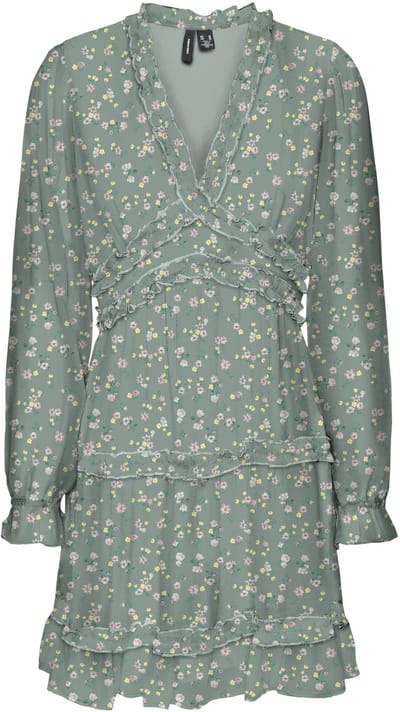 VERO MODA - VMSMILLA LS FRILL SHORT DRESS WVN GA - Dames - Mini jurken