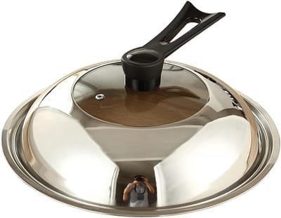 Pandeksel met handgreep - Kookdeksel pot - Koken met stoom - Staande handgreep - 32cm - Transparant