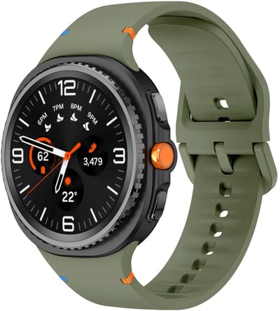 Strap-it Siliconen bandje met gespsluiting geschikt voor Samsung Galaxy Watch 9 (40/44mm) / Watch 8 (40/44mm) / 8 Classic (46mm) - legergroen