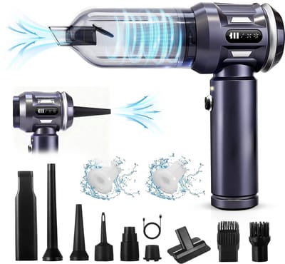 Glitzerlife - Handstofzuiger, Accu, Mini-Stofzuiger, Draadloos, 25000 Pa, Handstofzuiger, Sterk, 4-In-1 Autostofzuiger Met Borstelloze Motor, 3 Standen, DraagGlitzerlife -bare Stofzuiger Voor Auto - Grijs-Wit