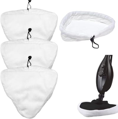 4-delige set - Vervangingsdoek voor stoomreiniger - Microvezel vervangingsdoek - Driehoekig - Geschikt voor H2O H20 X5 en Vax S2 stoommoppen - Wit 28x22cm