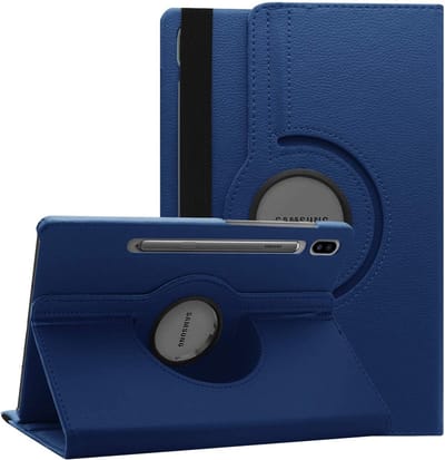 Hoes Geschikt voor Samsung Galaxy Tab S10 FE / S10 Lite / S9 FE / S9 hoes Donker Blauw – Hoes Geschikt voor Samsung Galaxy Tab S10 FE / S10 Lite / S9 / S9 FE tablet hoes – 360° draaibaar bookcase - Ntech