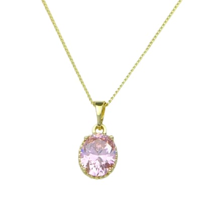 Pink Sapphire Drop Necklace Gold 14K