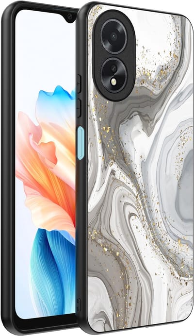Smartphonica Telefoonhoesje Geschikt voor Oppo A18 met marmer opdruk - TPU backcover case marble design - Zilver geschikt voor Oppo A18