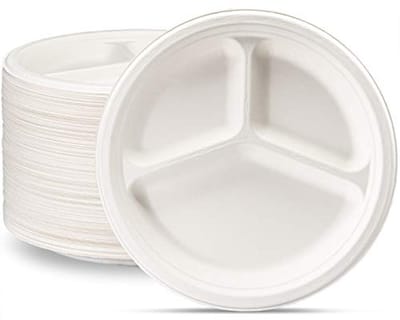 Composteerbare Papieren Borden 25cm - 3 Compartimenten [125 Stuks]