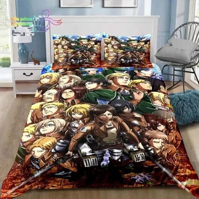 Anime Attack on Titan 3D Print Beddengoed Set Eenpersoons Twin Volledig Queen King Size Bed Set Volwassene Kind Slaapkamer Beddengoed Cadeau US Twin 173x218cm