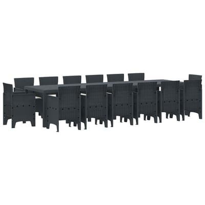 vidaXL - Tuin - Eettafel - Set - 15 - st - Antraciet - Polt - riet