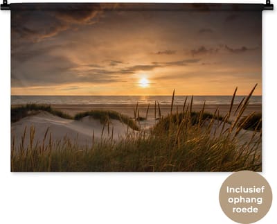 Wandkleed - Wanddoek - Strand - Kleuren - Europa - 90x60 cm - Wandtapijt