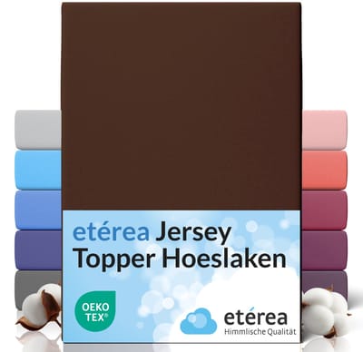 etérea Topper Jersey Hoeslaken 90x200 - 100x200 cm Oekotex Made in Green - 100% katoen - Bruin