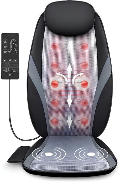 SP® Massagestoel - Massagekussen - Rugmassage voor Thuis - Zwart - 41cm x 36cm x 66cm