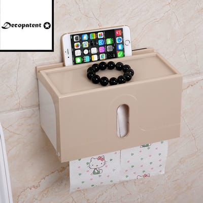 Dubbele Toiletrolhouder - Hangende Wc Rolhouder - 2 Wc Rollen - Wc papier rol - Zonder boren - Met telefoonhouder