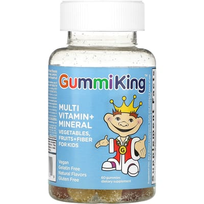 GummiKing, multivitaminen + mineralen, groenten, fruit + vezels voor kinderen, 60 gummies