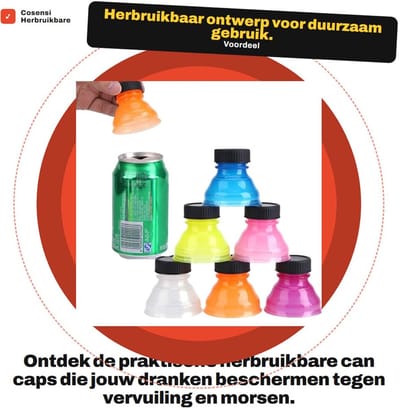 Dailygoods- Blikdeksel Herbruikbaar 6-Pack - Antistof - Flessendop - Kunststof - Morsbestendig - Bescherming voor Drankjes