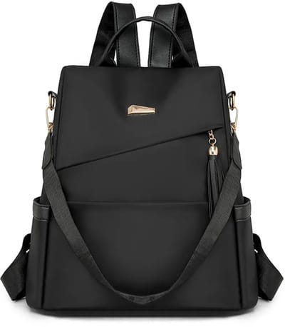 Nylon Dames Rugtas / Schoudertas – Anti Diefstal – Waterdichte & Slijtvaste Rugzak met Verstelbare Schouderbanden – Lichtgewicht Tas met Meerdere Vakken – 30×11×32 cm – Kleur Zwart