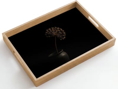 Dienblad hout 50x35 cm - Schootdienblad - Bol - Gedroogd - Vaas - Zwart - Borrelplank rechthoek - Plateau dienbladen