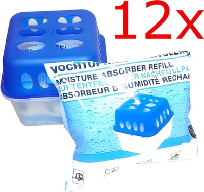 12X vochtopnemer met 24 x 400gr zakjes voordeelverpakking