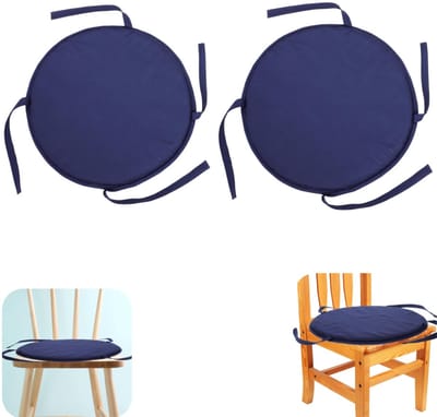 2 stuks zitting -kussen - stoel kussen - grondzitting kussen - eetkamerstoel kussen - rond kruk -kussen - met riem - verstelbaar - extra dik - meubelaccessoires - geschikt voor stoelen, ronde krukken, grasvelden, tavernes (blauw, 38*2cm)