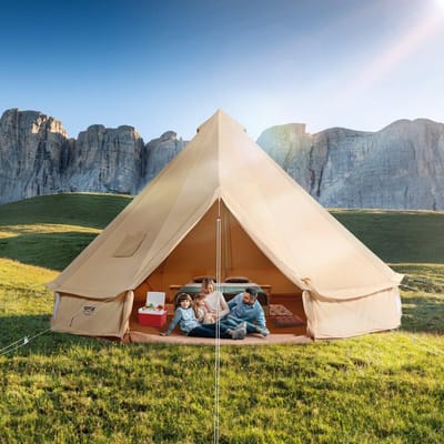 Canvas Bell Tent, 4 Seizoenen 5 m/16.4 ft Yurt Tent, Canvas Tent voor Kamperen met Kachelpijp, Ademende Tent Geschikt voor tot 8 Personen, Familie Kamperen