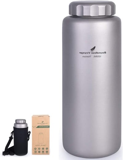 1050ml Titanium Waterfles voor Buitenactiviteiten - Lekvrij, Brede Opening, Ideaal voor Sport, Kamperen, Thee en Koffie, Perfect voor Wandelen en Klimmen