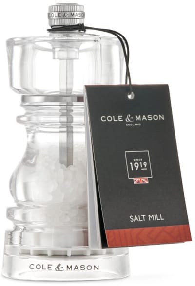 Cole & Mason London Zoutmolen – 13 cm – Transparant Acryl – Keramisch Precision Maalwerk