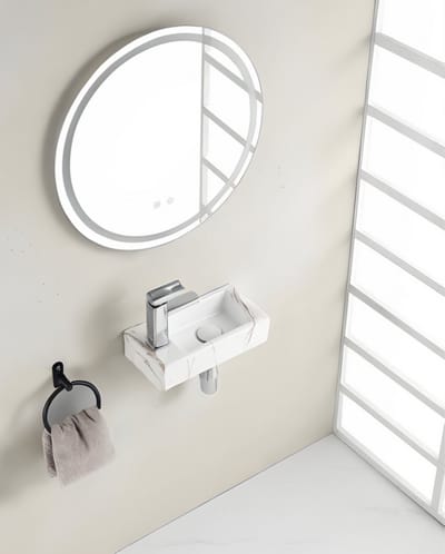 AquaVik Mini Fontein Smäl Links 36,5 x 18 x 9 cm Keramiek Carrara