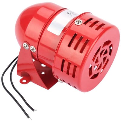 Metalen Sirene Alarm - Motor Alarm Zoemer - Industriële Beveiliging - Continu Geluid - 10 x 8 cm - Rood