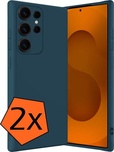 Hoes - 2 Stuks - Geschikt voor Samsung Galaxy S25 Ultra - Sterk & Shockproof - Case Siliconen - Back Cover - Telefoon Hoes - Donkerblauw