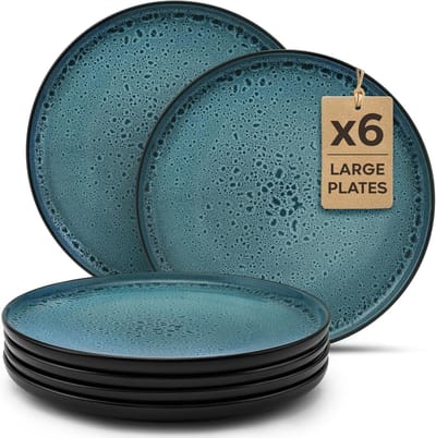6 Grote Azur Borden - Magnetron- en Vaatwasmachinebestendig - Rivièra Collectie Tafelservies