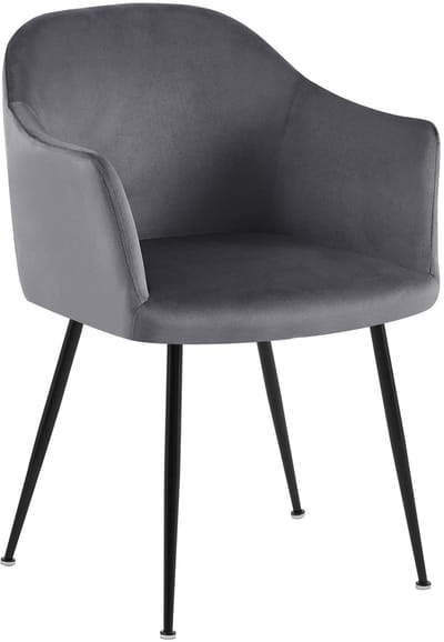 CLP Jaysie Eetkamerstoel - klassiek - met rugleuning - zwart metalen frame - velvet - fluweel - Fluweel/donkergrijs
