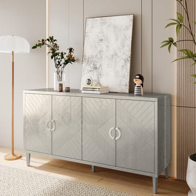 DESMIU Opbergkast - Modern Dressoir Met 4 Deuren En Ruime Opbergruimte - Voor Woonkamer Slaapkamer En Keuken - MDF - 152x40x82,5 Cm - Champagne