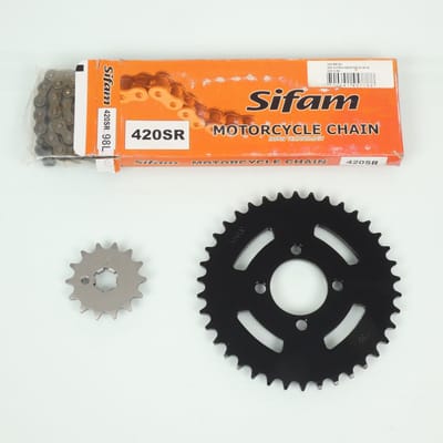 Kit chaîne Axring pour moto Yamaha 50 LB Chappy 1982 à 1984 14x38 Pas 420 Neuf