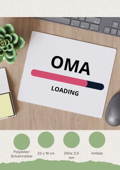 Akyol - oma loading Muismat - Oma - ochtendkoffie laden - verjaardagscadeau - verjaardag - cadeau - cadeautje voor oma - oma artikelen - kado - geschenk - gift - 23 bij 19 cm