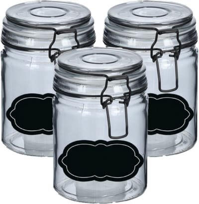 Weckpot/inmaakpot - 4x - 250 ml - glas - met beugelsluiting - incl. etiketten