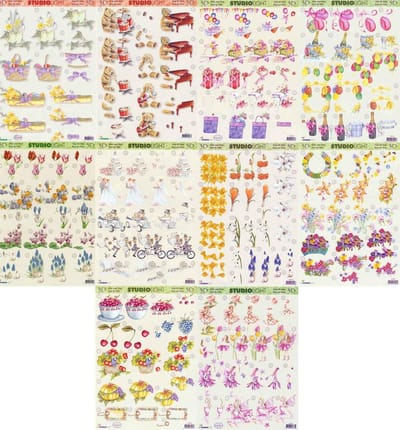 10x 3DA4 Knipvellen - Voor elk wat wils - Maak prachtige kaarten of scrapbook