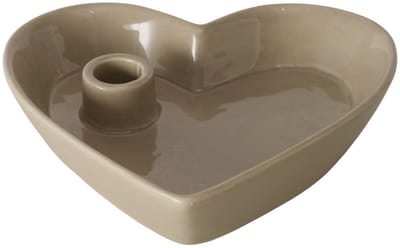 Boltze - Kandelaar - Kaarsenhouder - Hart - Hartvorm - Keramiek - Bruin/Beige - 4x18.50cm