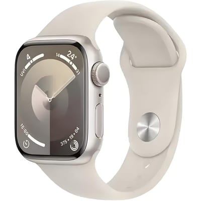 Smartwatch Apple Watch Series 9 GPS 41/45MM Aluminium Kast met Siliconen Sportband 45MM sterrenlicht kleur