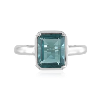 Cavill - Zilveren ring met petrolkleurige fluoriet 2,759 ct - 925 Sterling zilver - Geplatineerd - Achthoekig slijpsel - Elegante damesring