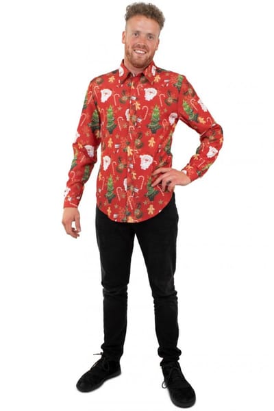 Rode Kerst Blouse Volwassenen - Maat 48