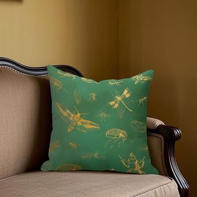 Housse de coussin Jacquard Carré Insectes pour Canapé Bureau Coussin lombaire Housse de coussin décorative pour la maison 40x40cm