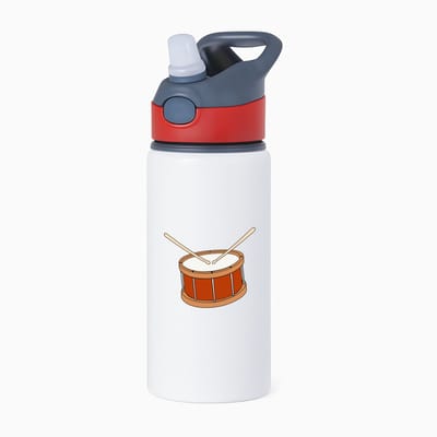 Hacebo® - trommel waterfles met rietje rood - Drum - Drummers - muziek - muzikant - slaginstrument - water fles - 650ML