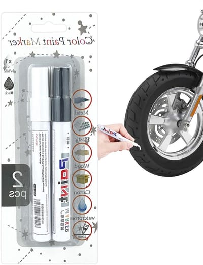 Bandenverfmarker - Autokrassen pen - Voertuig personaliseren - Sneldrogende formule - 1 stuk - Zwart wit