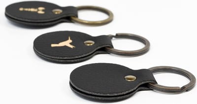 Ronde Sleutelhanger ROUND 2 - set à 3 stuks - Zwart - Vegan appelleer - duurzaam