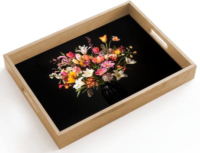 Dienblad hout 40x30 cm - Schootdienblad - Vaas - Bloemen - Tulpen - Borrelplank rechthoek - Plateau dienbladen