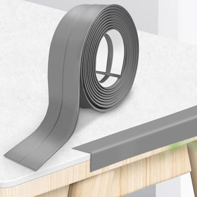 Zelfklevende PVC Plinten 20 mm x 20 mm x 18 m - Waterdicht, Schimmelbestendig en Eenvoudige Installatie voor Keuken, Badkamer en Garage in Grijs