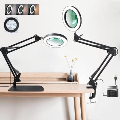Vergrootglas met LED-licht en 3 dimbare kleurmodi - 2-in-1 Vergrootlamp voor Cosmetica en Hobbywerkzaamheden