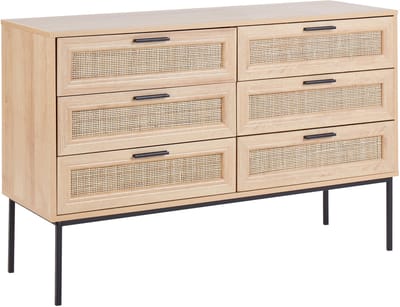 PASCO - Dressoir 6-lades - Lichte houtkleur - Rotan