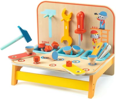 Houten Werkbank - Gereedschapsset Kinderen - Kinderspel - Duurzaam Hout - 469 Grams - Blauw