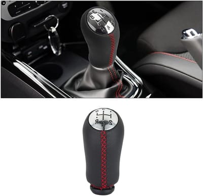 Schakelpookknop Leer - Versnellingspook Handgreep - Verbeteren Rijcomfort - Ergonomisch R-vormig - 10.5 cm Lengte - Rood