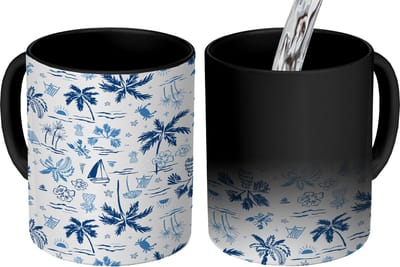Magische Mok - Foto op Warmte Mokken - Koffiemok - ]Italiaans - Zee - Sfeer - Strand - Blauw - Wit - Magic Mok - Beker - 350 ML - Theemok