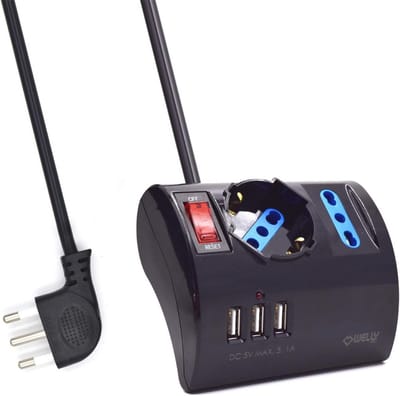 Bureau Stopcontact met 3 USB-poorten en Aan/Uit-schakelaar - Energie Efficiëntieklasse A+ - Zwart
